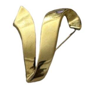 Vtg Carolee Gold Tone Initial V Brooch Pin